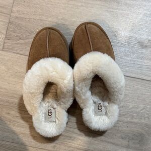 UGG Tan and Cream Shearling Slippers